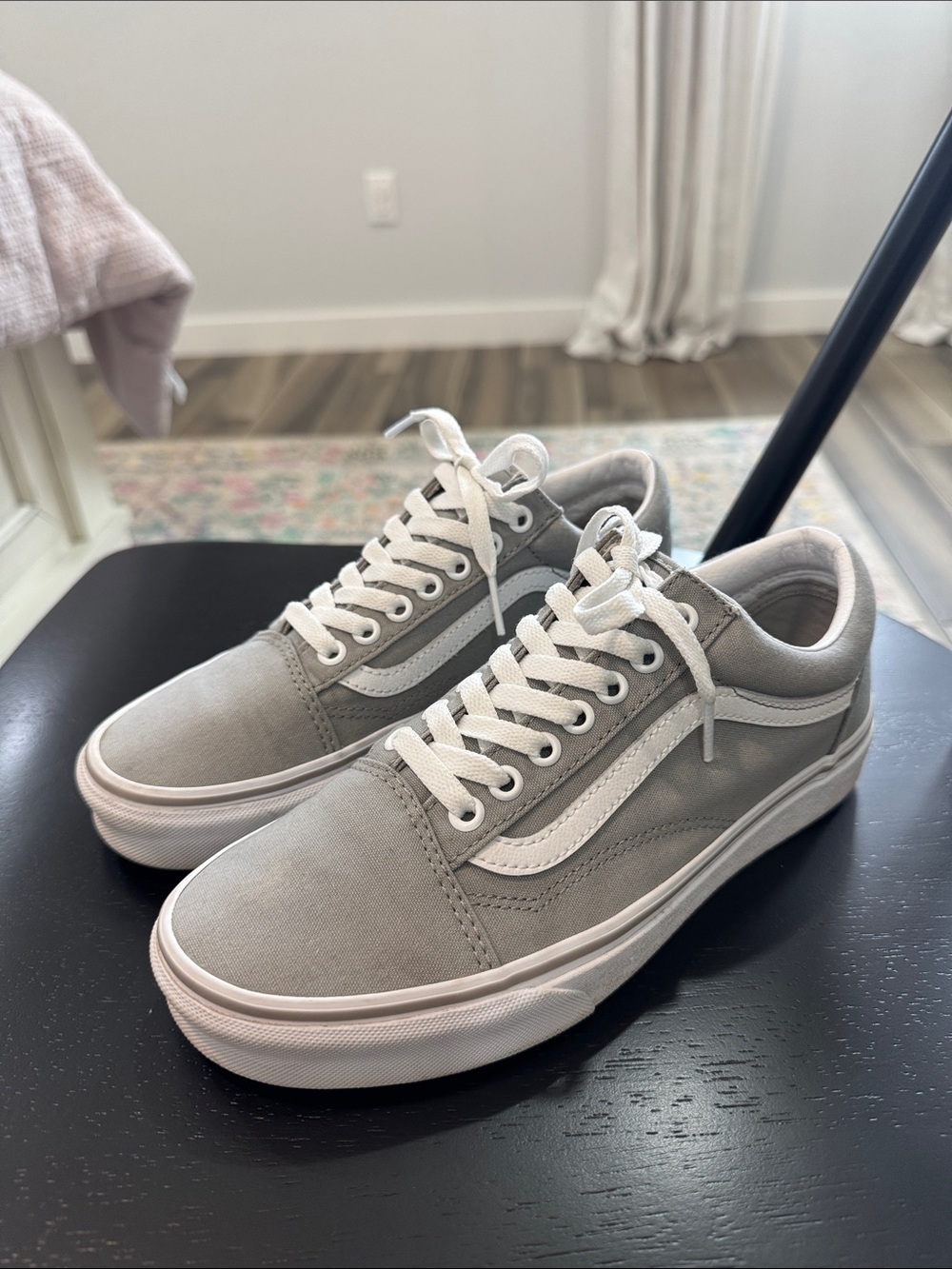 Vans Gray and White Old Skool Low-Top Sneakers